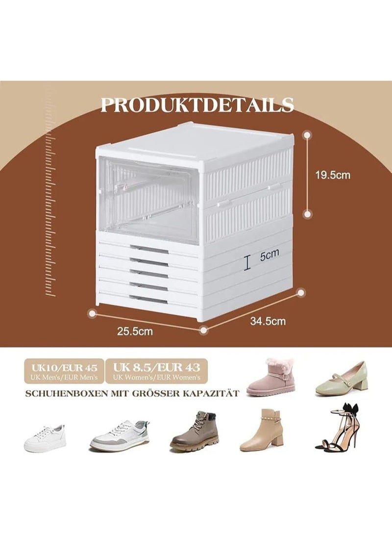 Spaceshoop 9 Tier Clear Shoe Organizer Storage Boxes Foldable Plastic Shoe Rack Cabinet Stackable and Space Saving Design White - Image 2